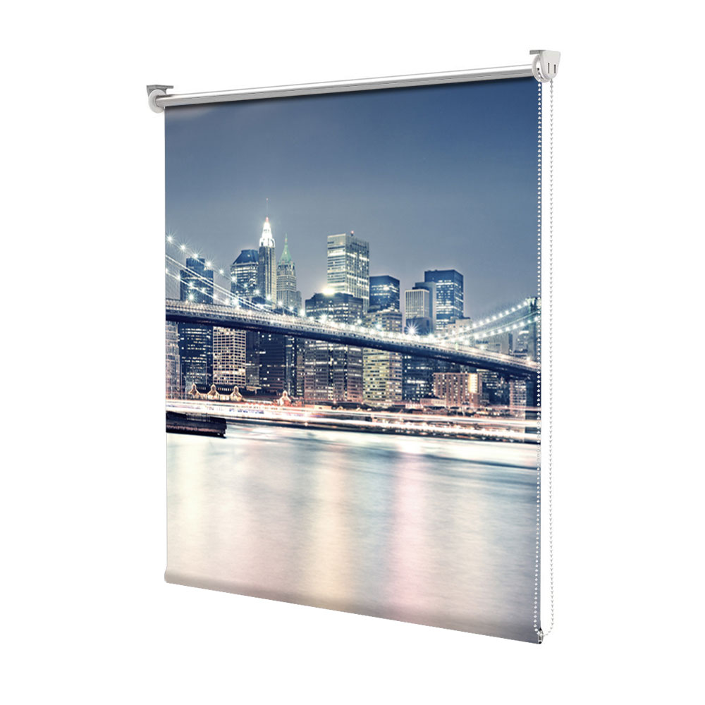 Rolete Art Shade tip Jaluzele cu Rulou si sistem inclus, Podul Brooklyn noaptea New york, Decoratiuni, Latime 180 cm x Inaltime 250 cm