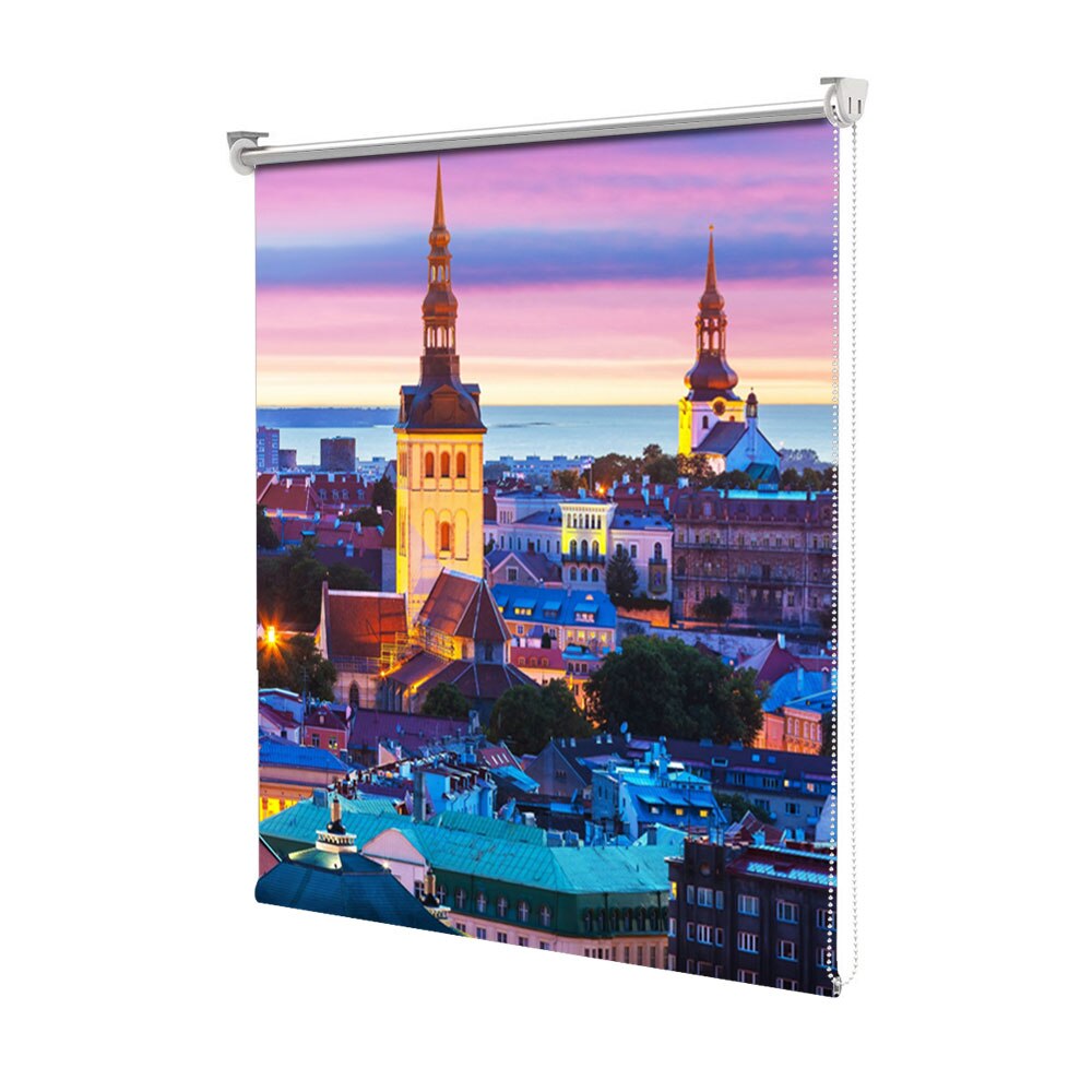 Rolete Art Shade tip Jaluzele cu Rulou si sistem inclus, Luminile orasului la apus, Decoratiuni, Latime 55 cm x Inaltime 250 cm