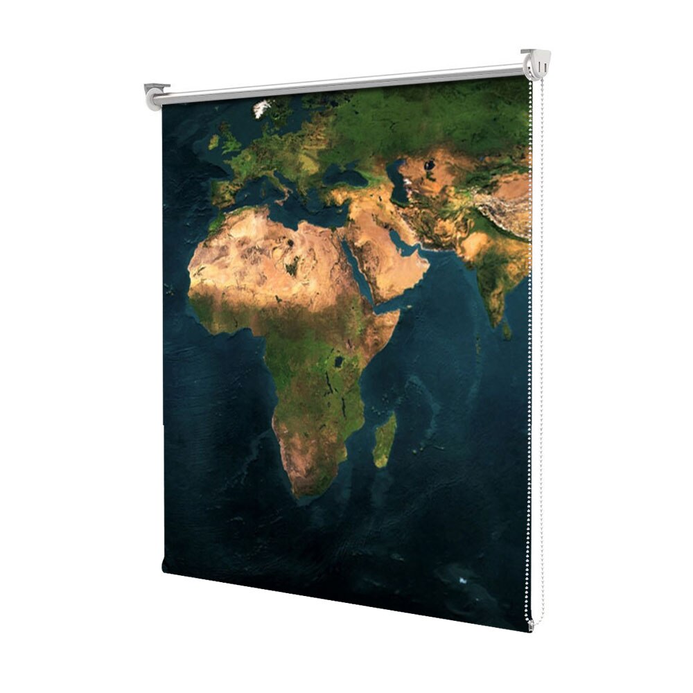 Rolete Art Shade tip Jaluzele cu Rulou si sistem inclus, Harta lumii relief, Decoratiuni, Latime 55 cm x Inaltime 250 cm