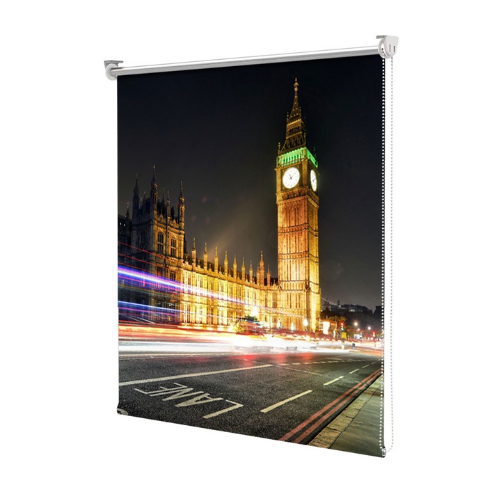 Rolete Art Shade tip Jaluzele cu Rulou si sistem inclus, Big Ben Londra Anglia, Decoratiuni, Latime 70 cm x Inaltime 250 cm