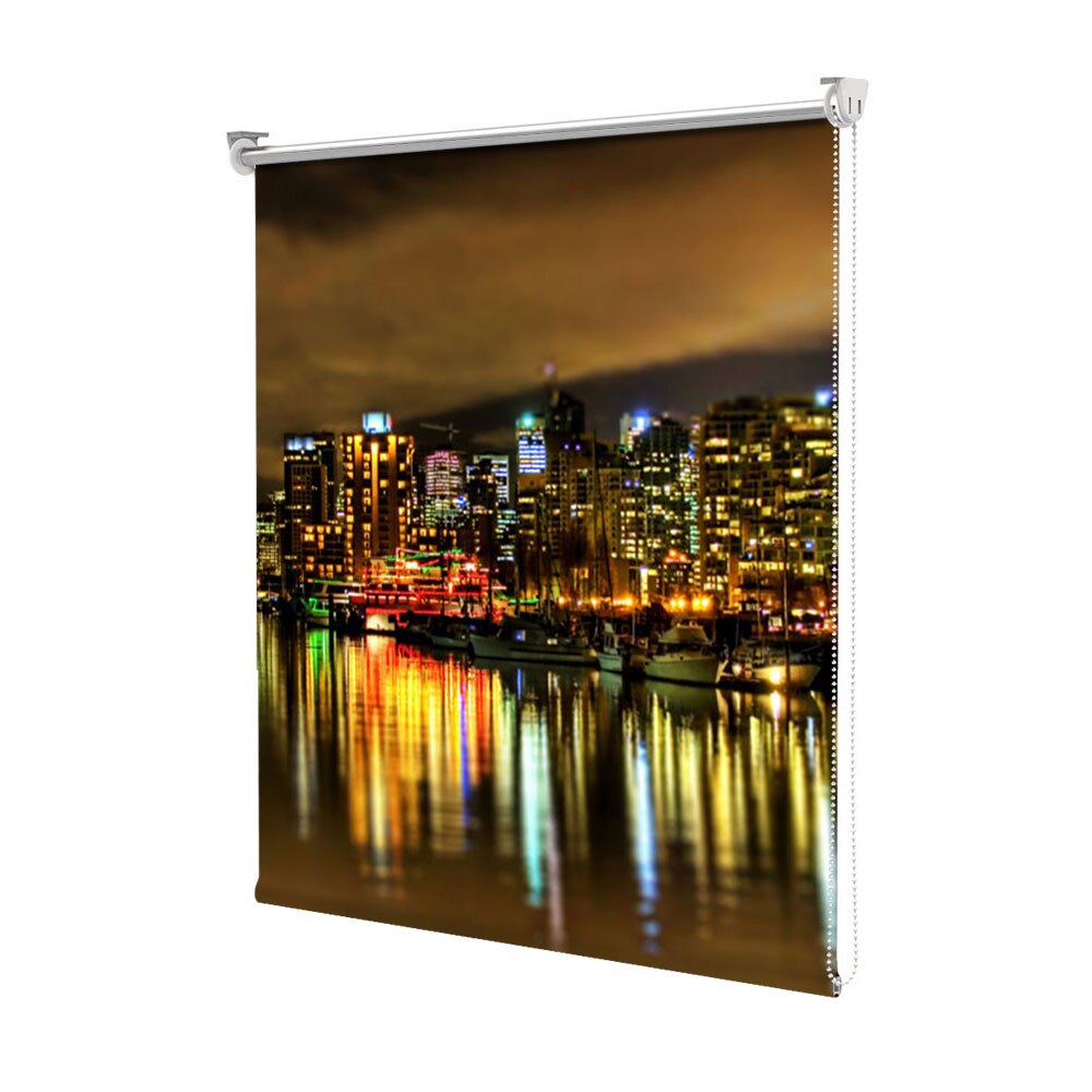 Rolete Art Shade tip Jaluzele cu Rulou si sistem inclus, Vancouver Canada Noaptea, Decoratiuni, Latime 55 cm x Inaltime 250 cm