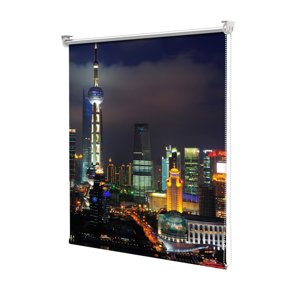 Rolete Art Shade tip Jaluzele cu Rulou si sistem inclus, Shanghai China noaptea, Decoratiuni, Latime 55 cm x Inaltime 250 cm