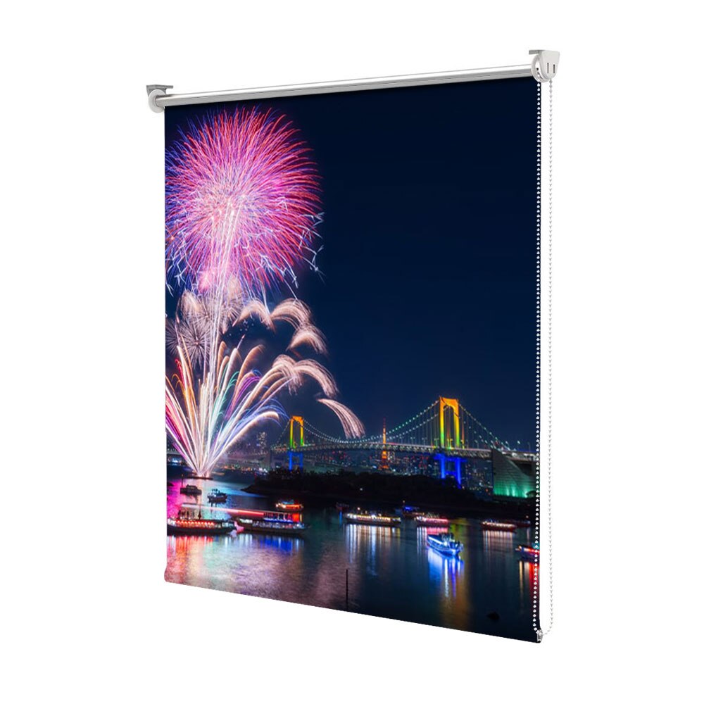Rolete Art Shade tip Jaluzele cu Rulou si sistem inclus, Artificii in Tokyo, Decoratiuni, Latime 55 cm x Inaltime 250 cm