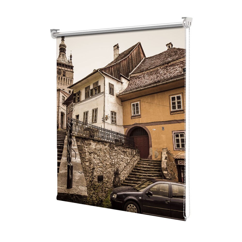 Rolete Art Shade tip Jaluzele cu Rulou si sistem inclus, Turnul cu ceas din Sighisoara, Decoratiuni, Latime 55 cm x Inaltime 250 cm