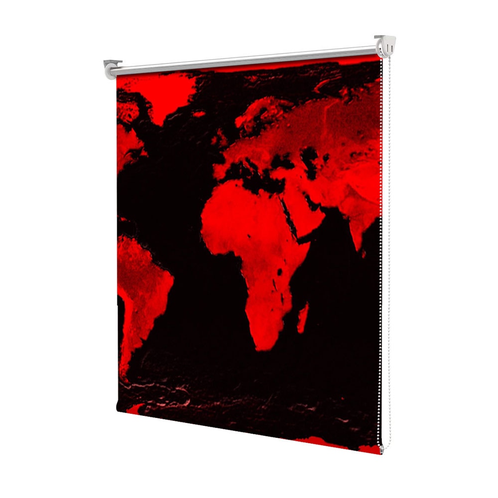 Rolete Art Shade tip Jaluzele cu Rulou si sistem inclus, Harta Rosie, Decoratiuni, Latime 55 cm x Inaltime 250 cm