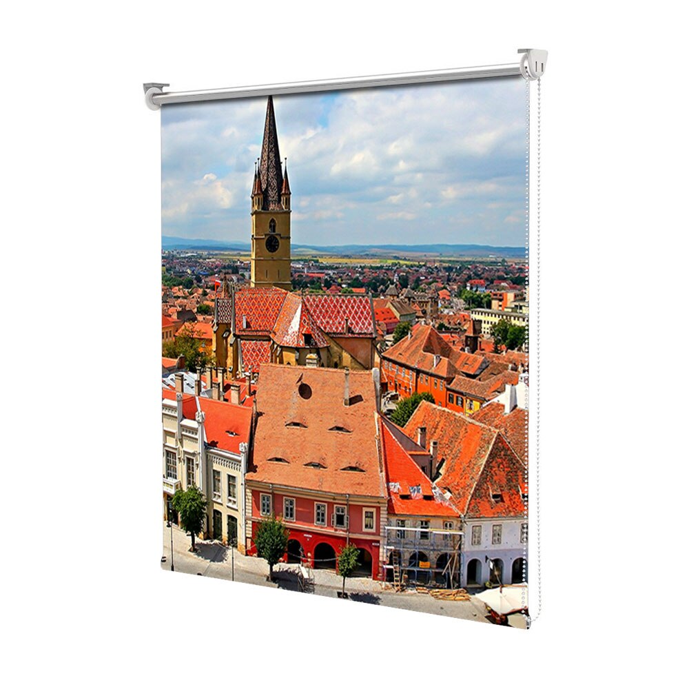Rolete Art Shade tip Jaluzele cu Rulou si sistem inclus, Panorama Sibiu, Decoratiuni, Latime 55 cm x Inaltime 250 cm