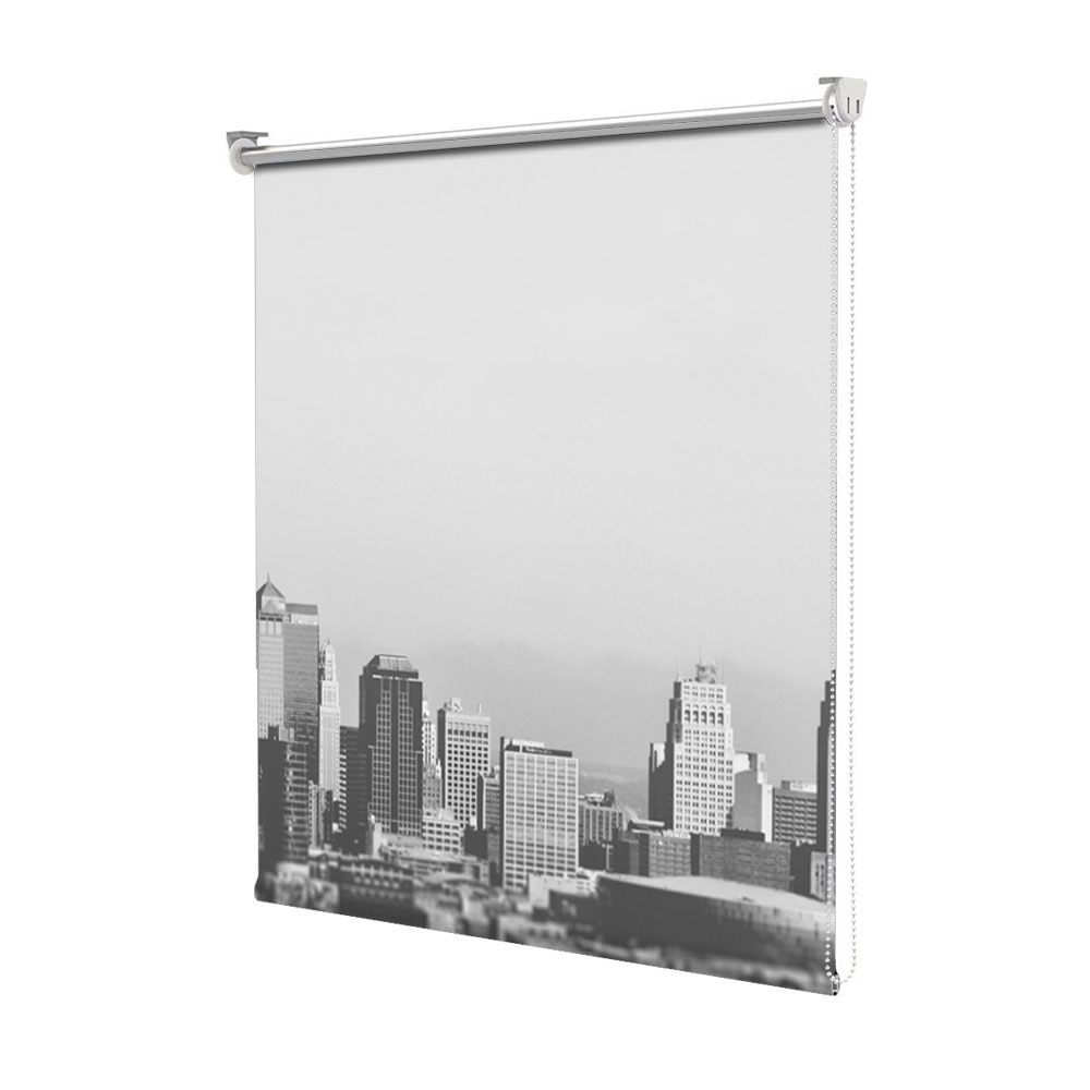 Rolete Art Shade tip Jaluzele cu Rulou si sistem inclus, New York Alb Negru in departare, Decoratiuni, Latime 55 cm x Inaltime 250 cm