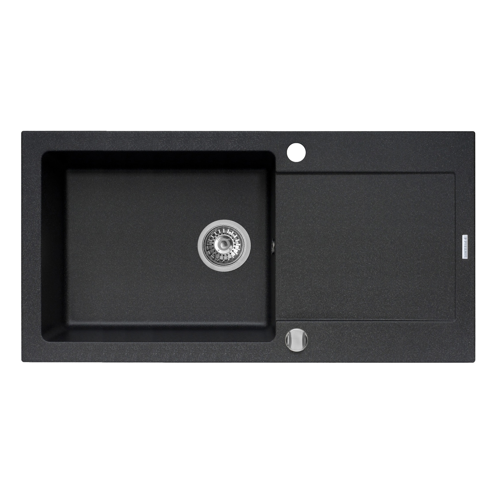 Chiuveta Pyramis MIDO, 1 cuva si 1 picurator, 1000x500mm, adancime 200mm, reversibila, Pyragranite black