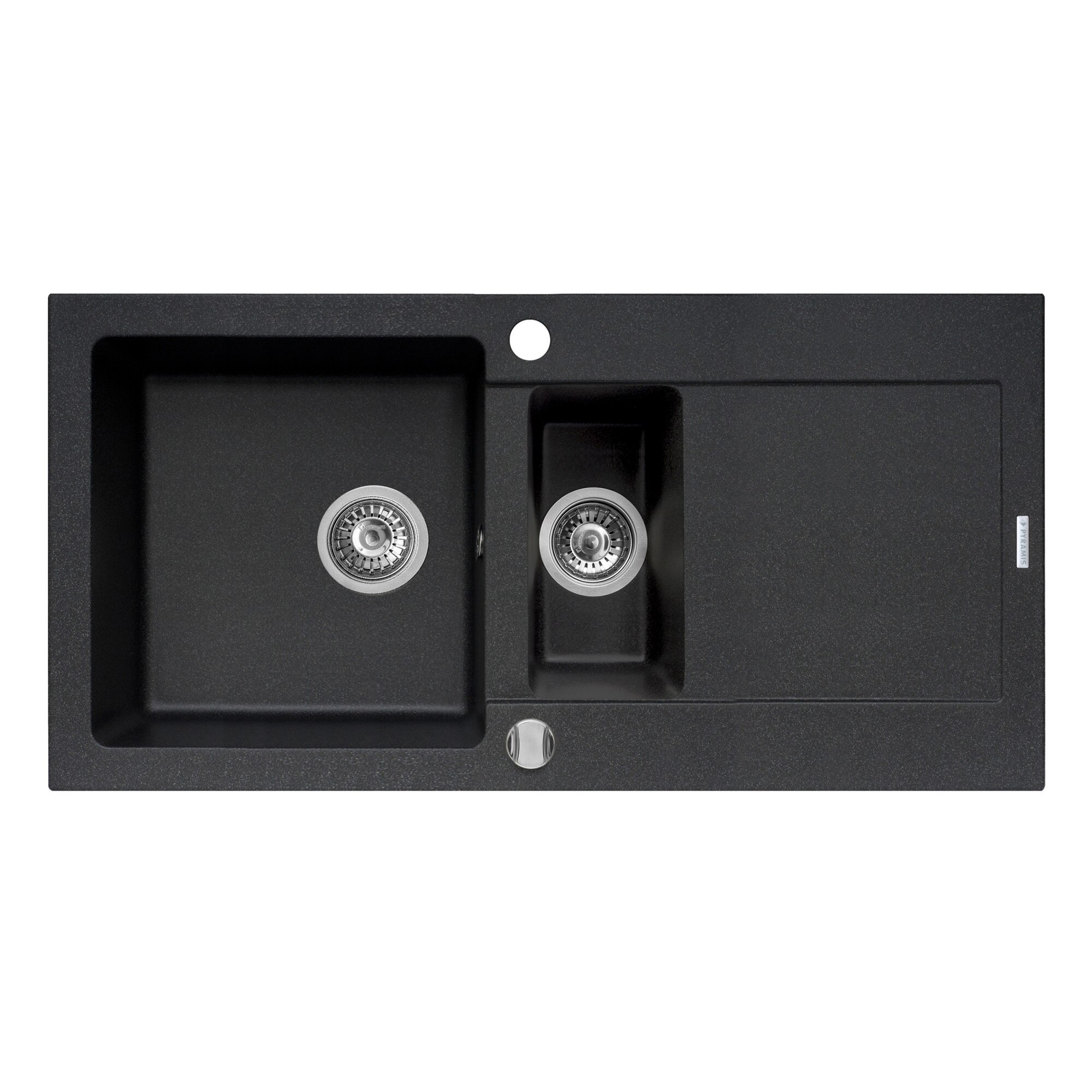 Chiuveta Pyramis MIDO, 1 1/2 cuve si 1 picurator, 1000x500mm, adancime 200mm, reversibila, Pyragranite black