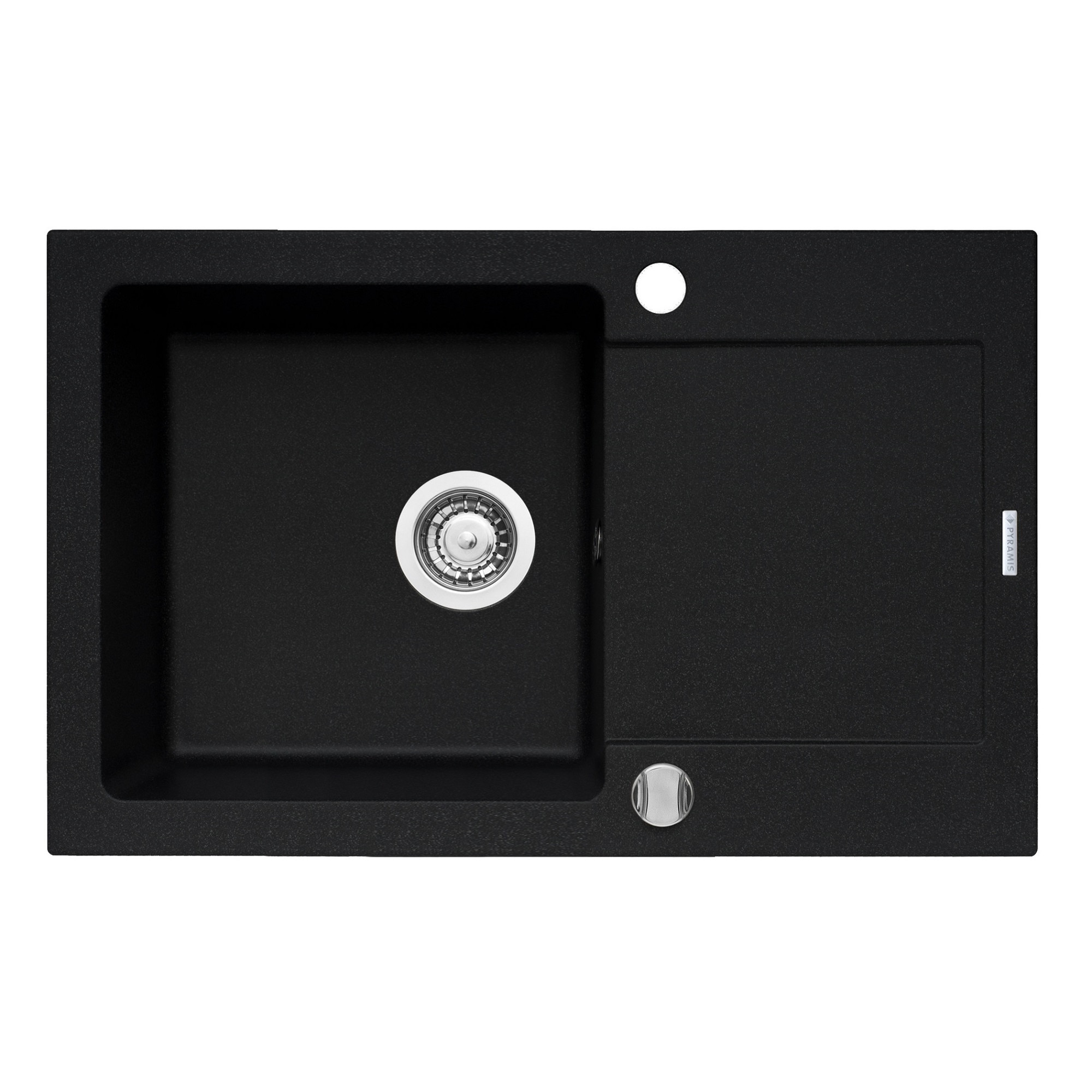 Chiuveta Pyramis MIDO, 1 cuva si 1 picurator, 790x500mm, adancime 200mm, reversibila, Pyragranite carbon