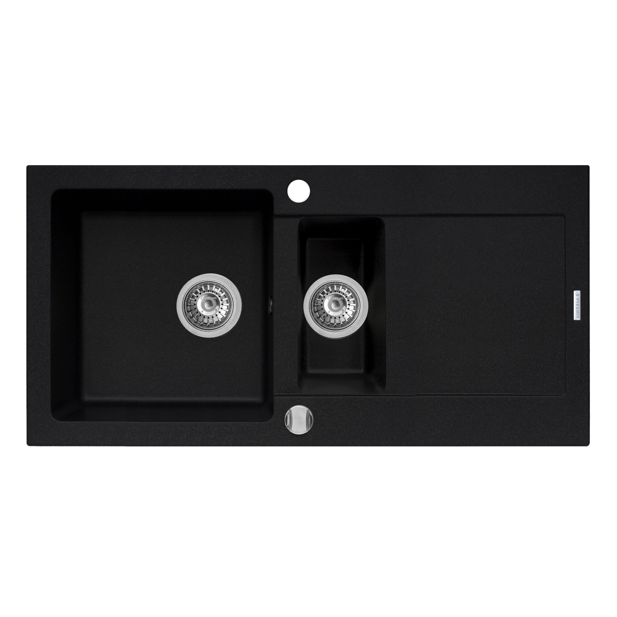 Chiuveta Pyramis MIDO, 1 1/2 cuve si 1 picurator, 1000x500mm, adancime 200mm, reversibila, Pyragranite carbon