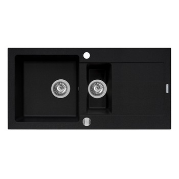 Chiuveta Pyramis MIDO, 1 1/2 cuve si 1 picurator, 1000x500mm, adancime 200mm, reversibila, Pyragranite carbon Chiuveta Pyramis MIDO, 1 1/2 cuve si 1 picurator, 1000x500mm, adancime 200mm, reversibila, Pyragranite carbon