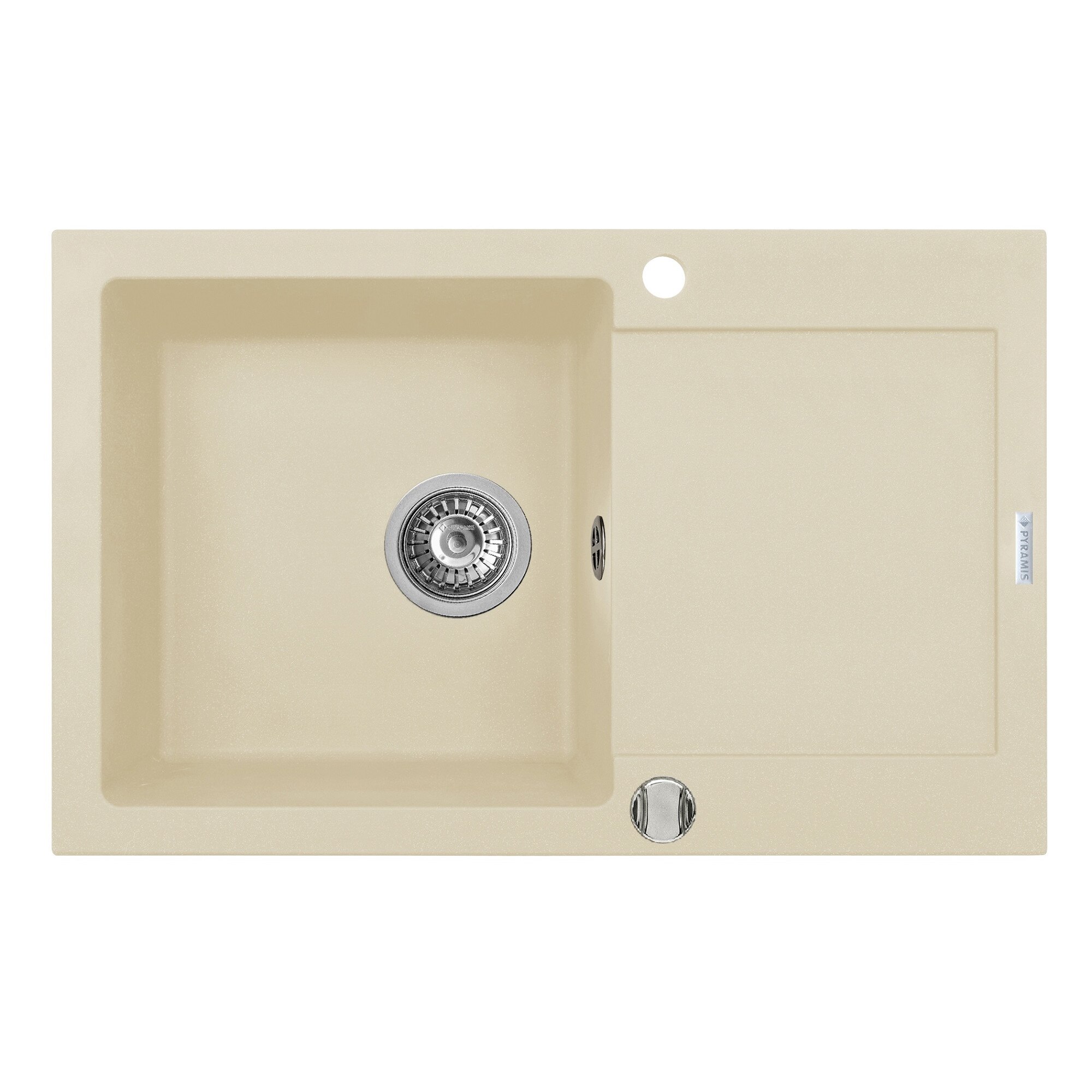 Chiuveta Pyramis MIDO, 1 cuva si 1 picurator, 790x500mm, adancime 200mm, reversibila, Pyragranite wanilia