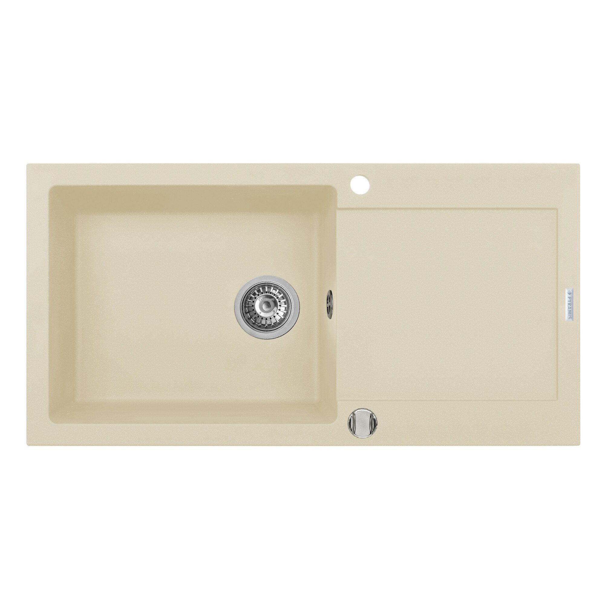 Chiuveta Pyramis MIDO, 1 cuva si 1 picurator, 1000x500mm, adancime 200mm, reversibila, Pyragranite wanilia