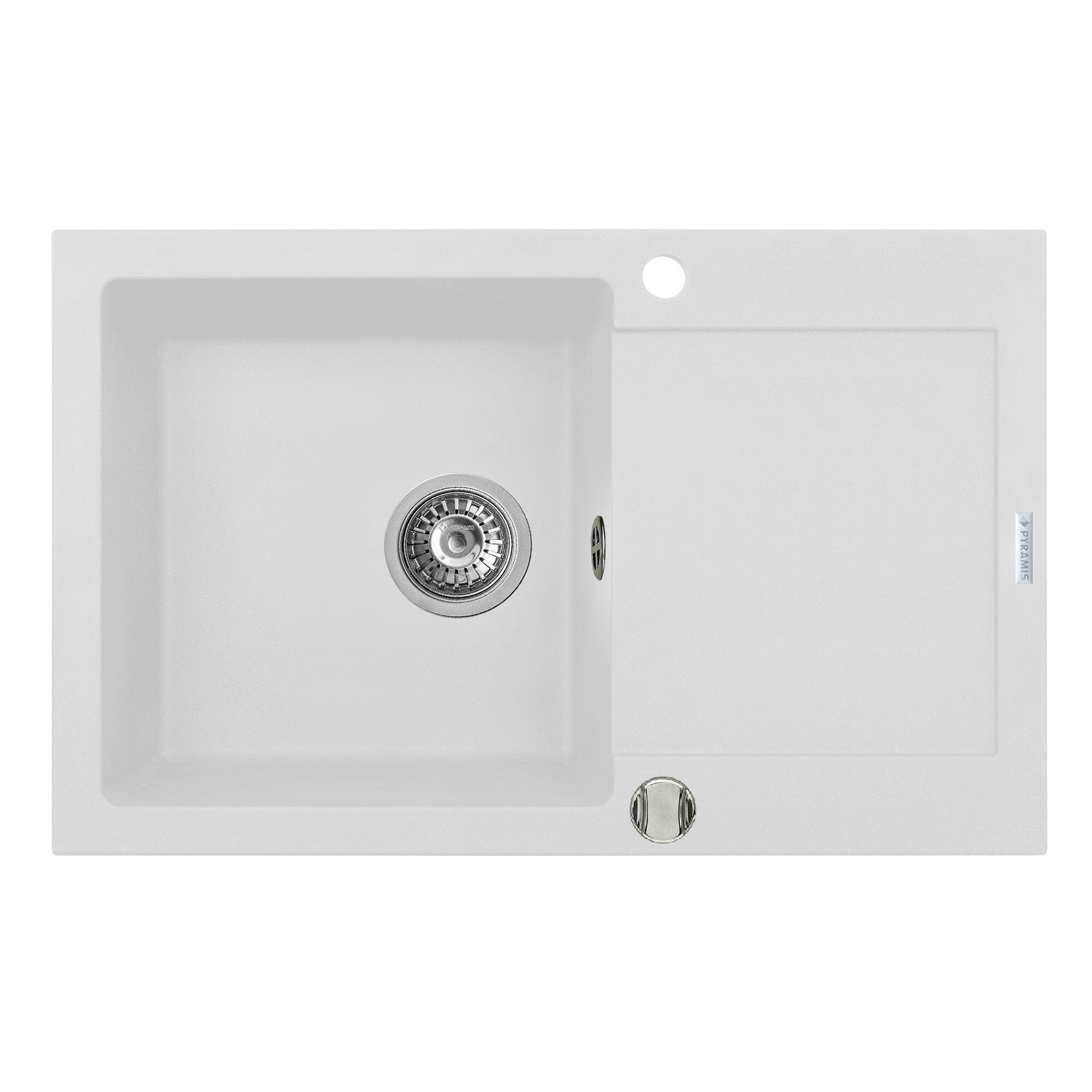 Chiuveta Pyramis MIDO, 1 cuva si 1 picurator, 790x500mm, adancime 200mm, reversibila, Pyragranite snow