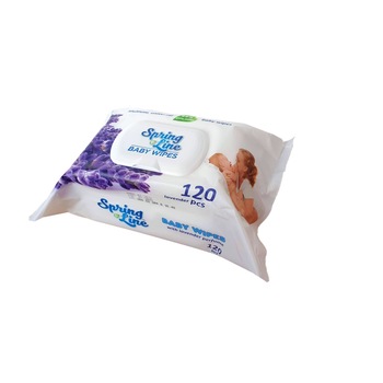 Servetele Umede Baby Wipes Universale 120 buc Spring Line cu Capac Extract de Lavanda Servetele Umede Baby Wipes Universale 120 buc Spring Line cu Capac Extract de Lavanda