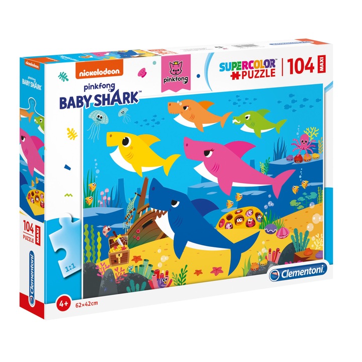 Clementoni Puzzle maxi - Baby shark, 104 darab