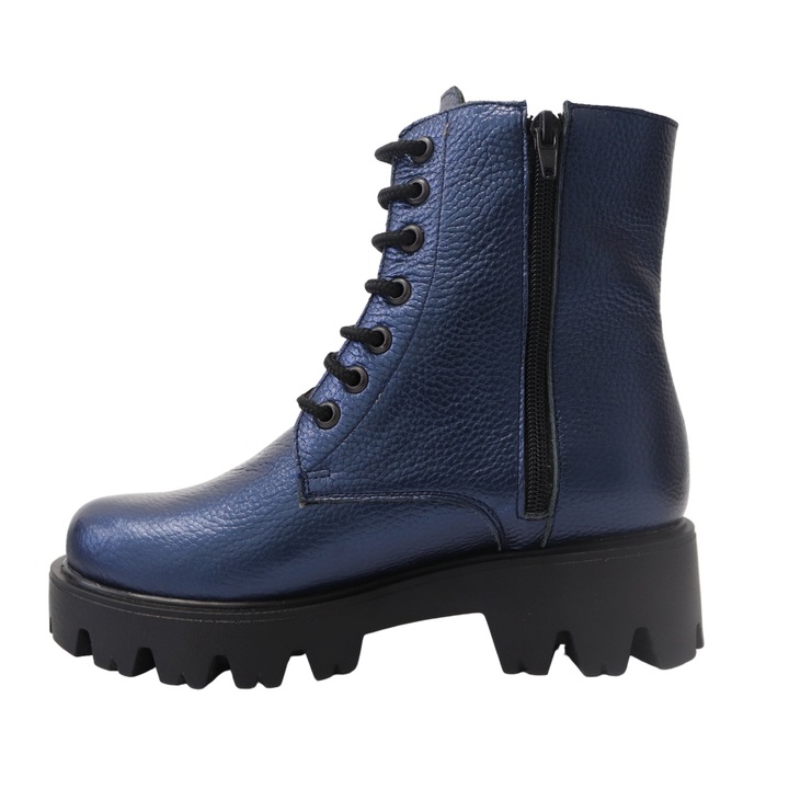 Bocanci dama cu talpa antiderapanta, Piele Naturala, Mateo Shoes, Albastru