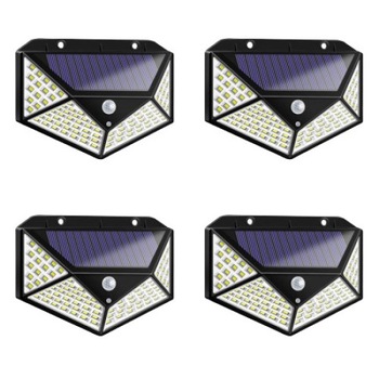 Set 4 lampi solare, 100 leduri cu senzori de miscare si 3 moduri de functionare, 1 W Set 4 lampi solare, 100 leduri cu senzori de miscare si 3 moduri de functionare, 1 W