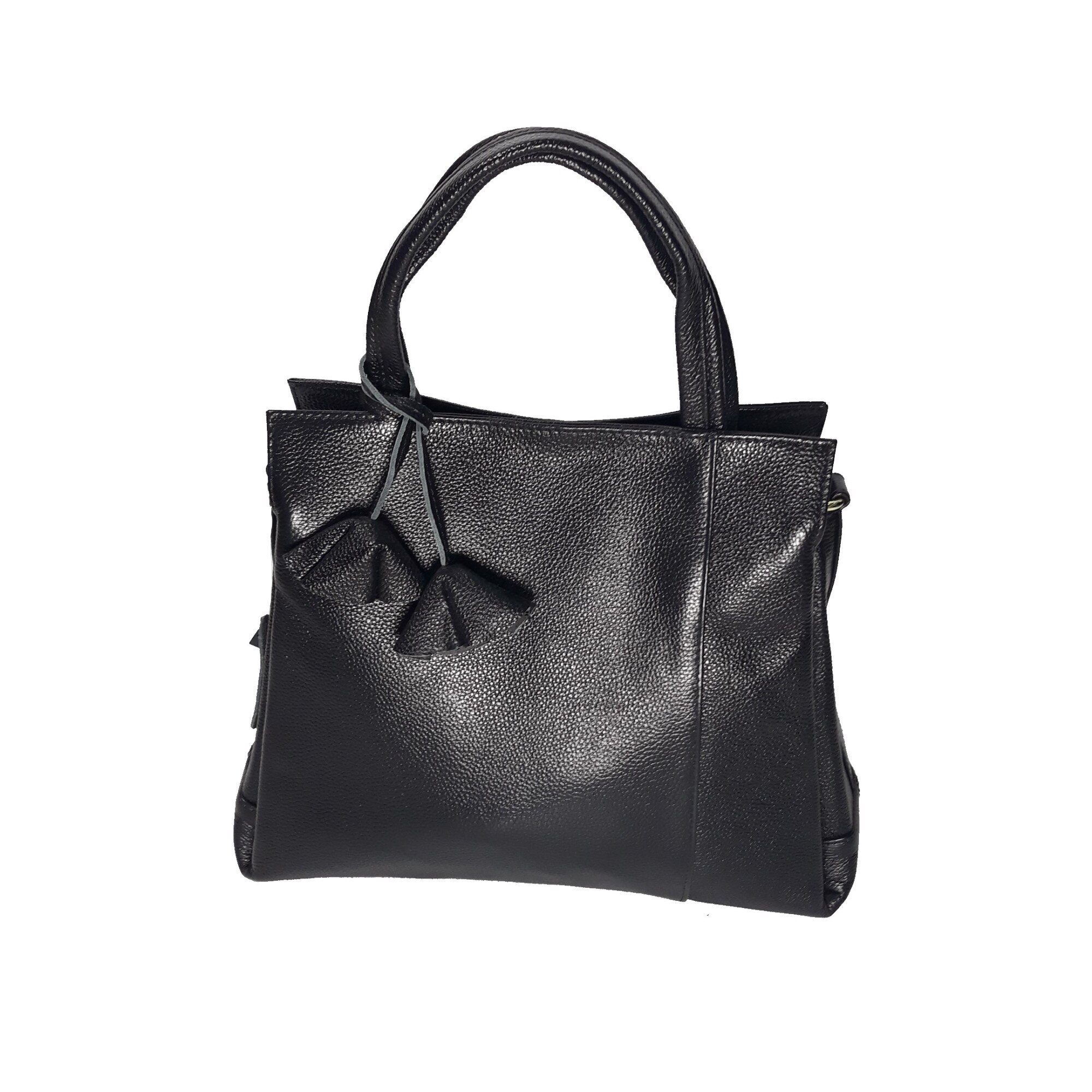 Geanta dama, din piele naturala, negru, dimensiune 28x34x12 cm