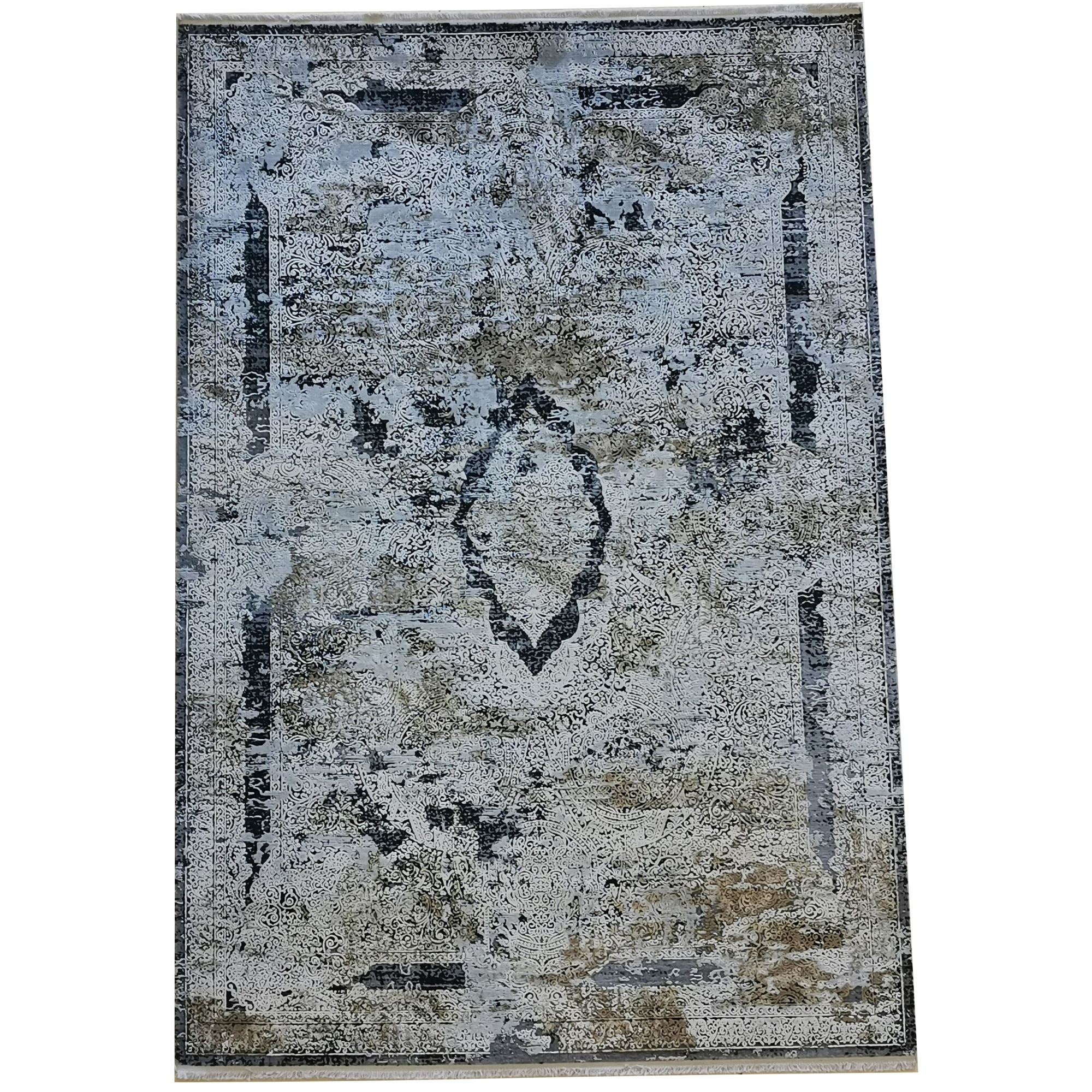 Covor Cornelia 13629C K. Grey /Black 160x230cm, 40% Acril, 60 % Bamboo,2000000 puncte/mp, modern, 7 mm inaltime fir