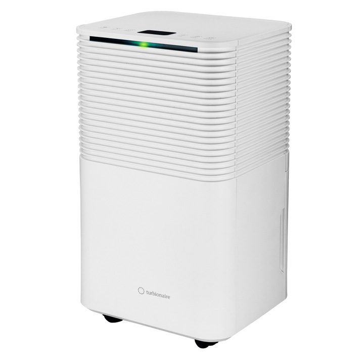Dezumidificator Turbionaire EPI 12, 12 l/24h, Rezervor 2l, Control digital tactil, Indicator luminos umiditate, Timer, Display LED, Finisaj ABS Mat, Ergonomic, 120 mc/h, Alb