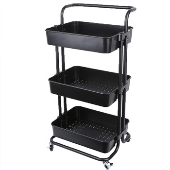 Etajera cu roti, Quasar & Co., 3 rafturi, 42.5 x 36 x 86.5, metal/ABS, capacitate incarcare 70 kg, negru Etajera cu roti, Quasar & Co., 3 rafturi, 42.5 x 36 x 86.5, metal/ABS, capacitate incarcare 70 kg, negru