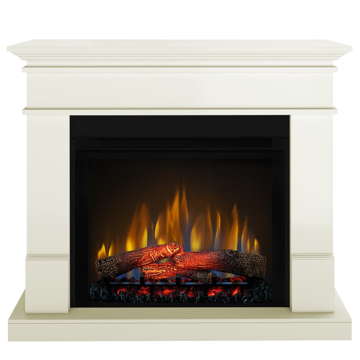 Semineu electric Lisabona Vanilie 110 x 95 x 30cm, cu focar 3D Dimplex XHD28 si sunet