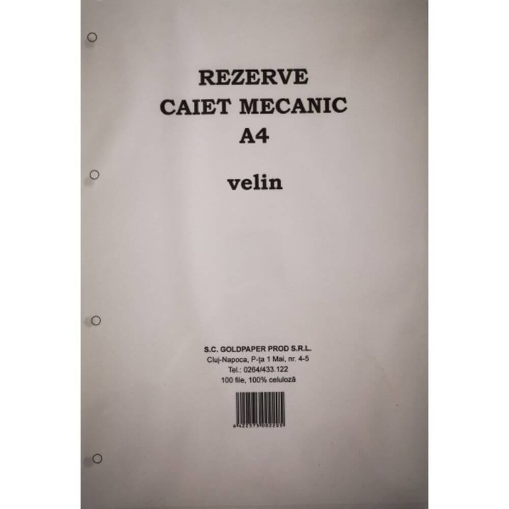 Rezerva Caiet Mecanic A4 Velin GOLDPAPER, 100 Coli/Top