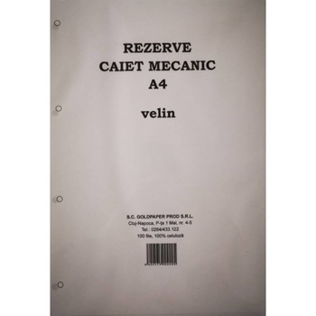 Rezerva Caiet Mecanic A4 Velin GOLDPAPER, 100 Coli/Top Rezerva Caiet Mecanic A4 Velin GOLDPAPER, 100 Coli/Top