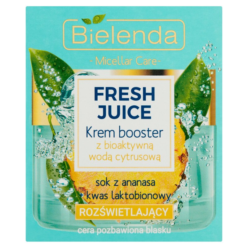 Crema de fata Fresh Juice Booster, Bielenda, Detoxifianta, Cu apa bioactiva de citrice, Ananas, Femei, 50 ml