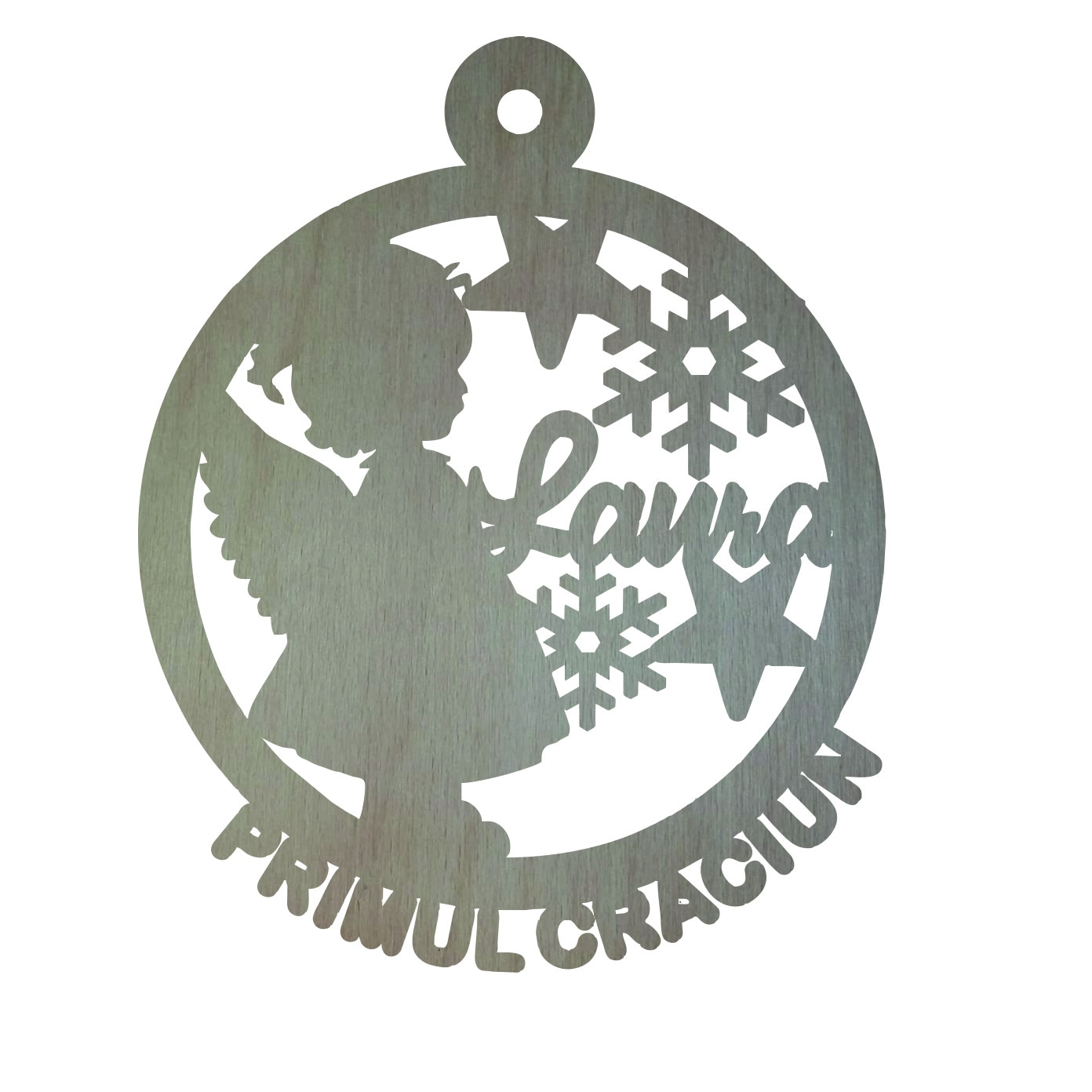 Glob de Craciun, Model Inger Fetita, Primul Craciun, Lemn, GL129, 9 cm