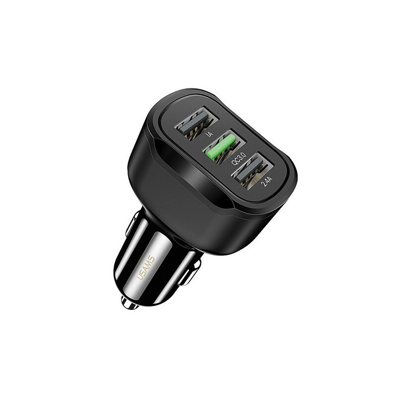 Incarcator Auto Usams C17 ,3x Usb Fast Charge 18w 1a + 2,4a + 3.0 Quick Charge ,negru -cc100tc01