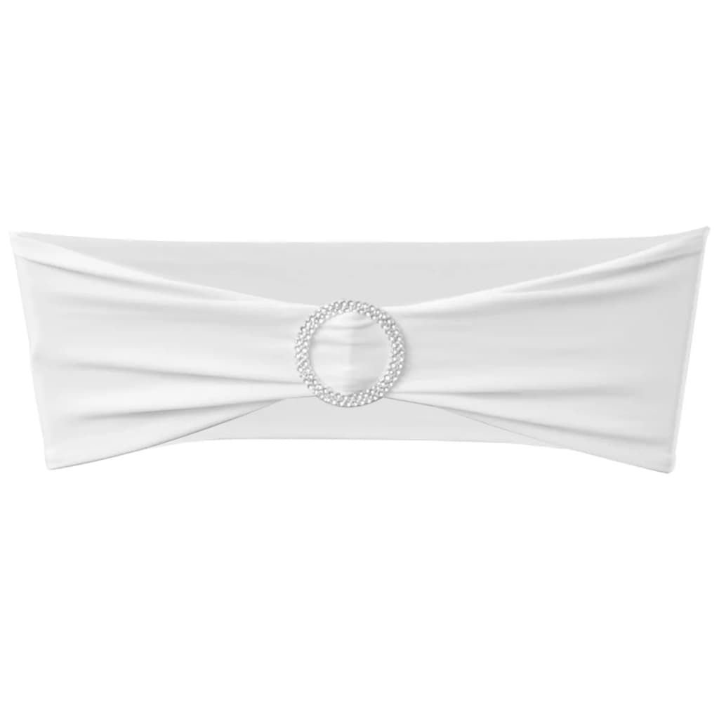 Set de 25 funde elastice pentru scaun cu catarame, vidaXL, Tesatura, 14 x 34 la 50 cm, Alb