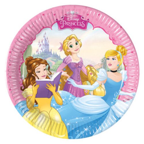 Set 8 farfurii din carton Princess, multicolor, 20 cm