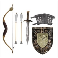 Set arme realiste Robin Hood cu scut, sabie, arc cu 2 sageti cu ventuza.
