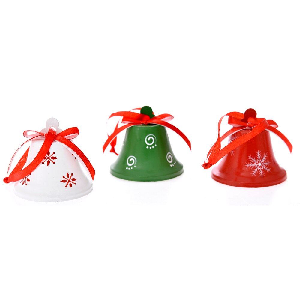 Set clopotei de craciun agatatori metal 3 piese, 7 cm