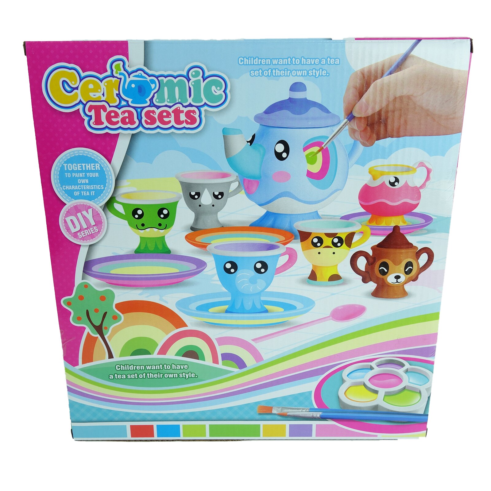 Set de ceai pentru pictat, din ceramica, 18 piese