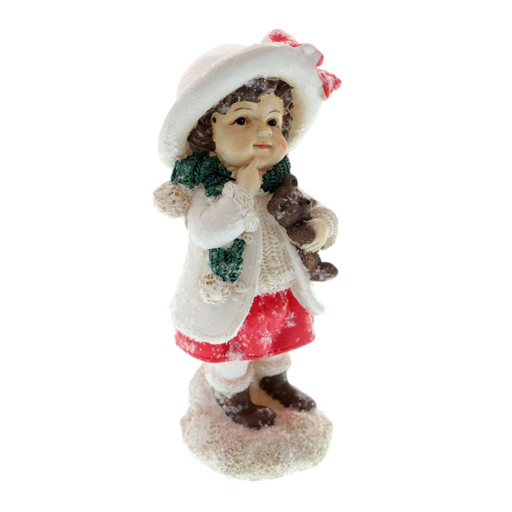 Decor Craciun Fetita Cu Ursulet 13 cm