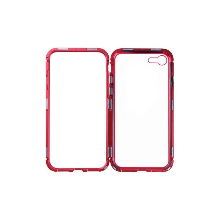 Husa de protectie Soho cu prindere magnetica pentru iPhone 7/8, Rosu-Transparent