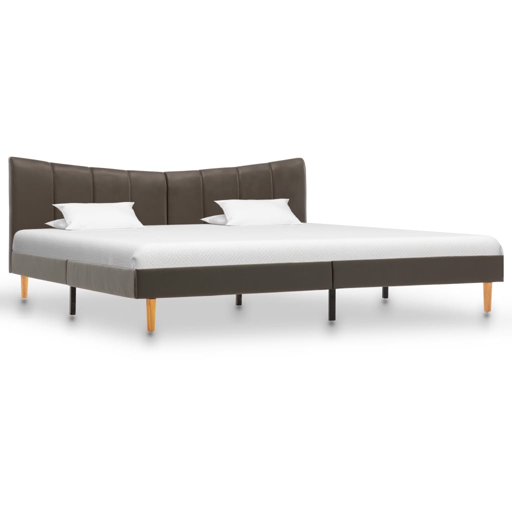 Cadru de pat tapitat cu piele ecologica, vidaXL, Piele artificiala, 180 x 200 cm, Gri
