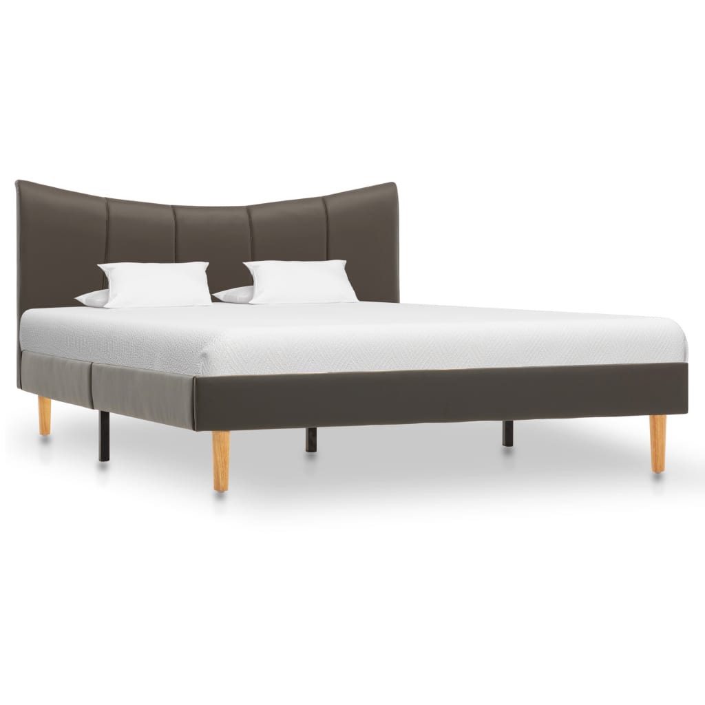 Cadru de pat tapitat cu piele ecologica, vidaXL, Piele artificiala, 120 x 200 cm, Gri