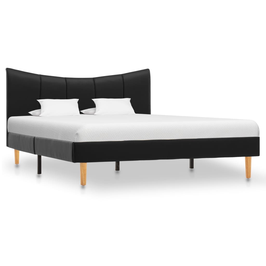 Cadru de pat tapitat cu piele ecologica, vidaXL, Piele artificiala, 120 x 200 cm, Negru