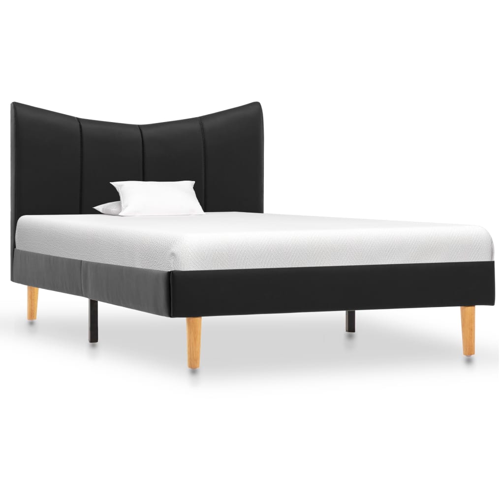Cadru de pat tapitat cu piele ecologica, vidaXL, Piele artificiala, 100 x 200 cm, Negru