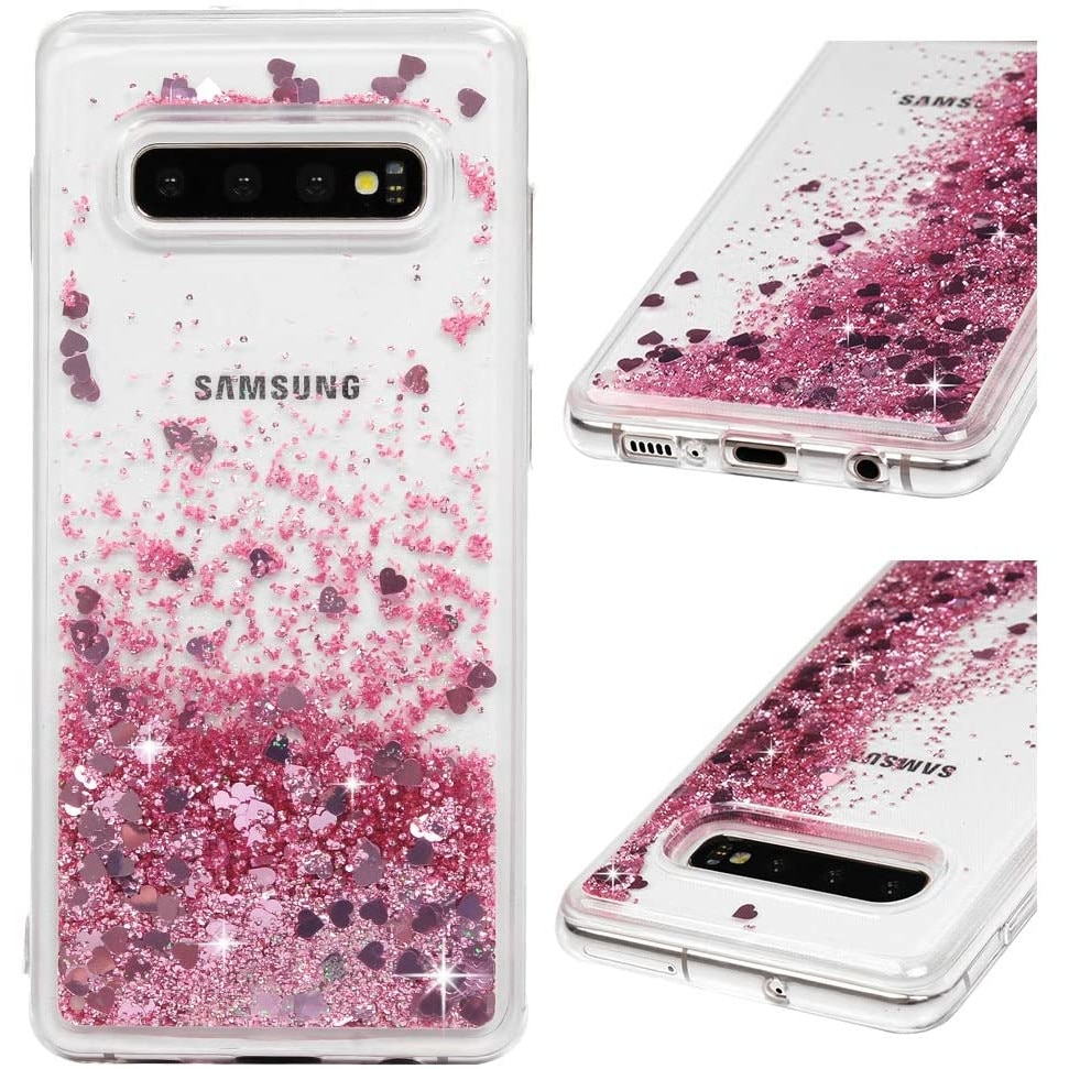 Husa compatibila cu Samsung Galaxy S10 Plus cu Apa si Sclipici, Lichid si Glitter, Fashion, Roz, PlanetPhone