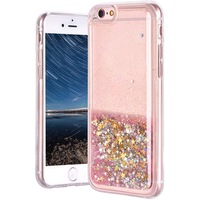 Husa iPhone 6 / iPhone 6s cu Apa si Sclipici, Lichid si Glitter, Fashion, Roz