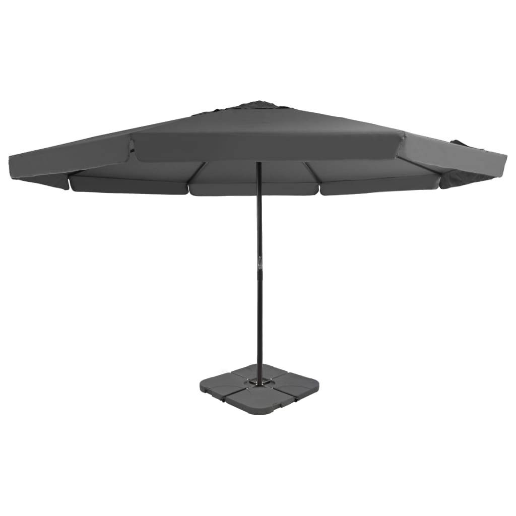 Umbrela de gradina cu baza portabila, vidaXL, Poliester/Otel, 5 x 3,85 m, Gri
