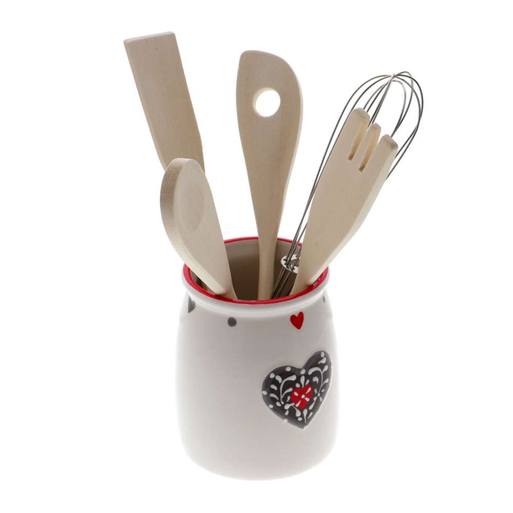 Set 5 piese in Suport cu Inima Rosie