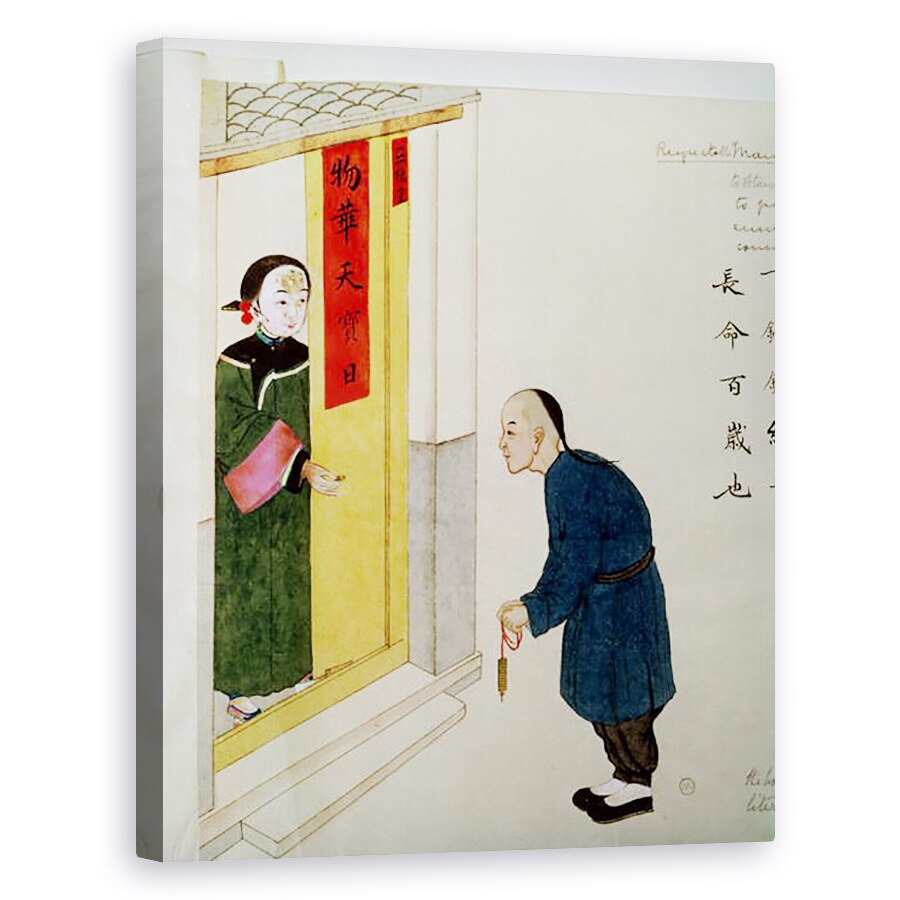 Tablou canvas - Scoala Chineza - Un om respectabil implorand monede pentru a face un farmec pentru a pune in jurul gatului copilului sau bolnav, 60 x 75 cm
