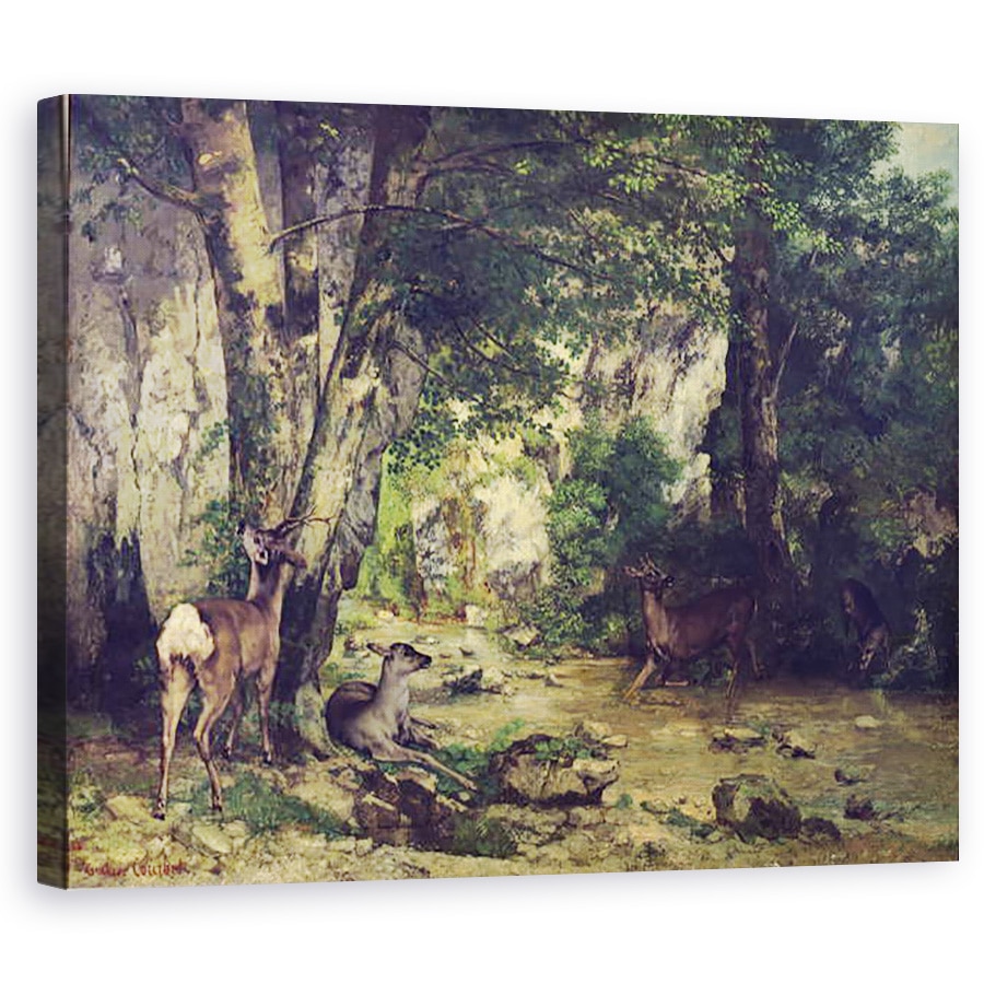 Tablou canvas - Gustave Courbet - Doi cerbi, 80 x 100 cm